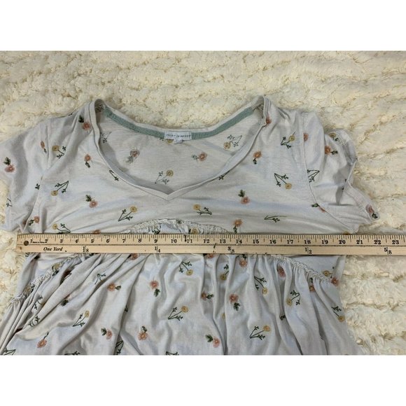 Coco Jaimeson White Embroidered Flowers Floral Short Sleeve Ruffle Top Blouse XL - Picture 2 of 11